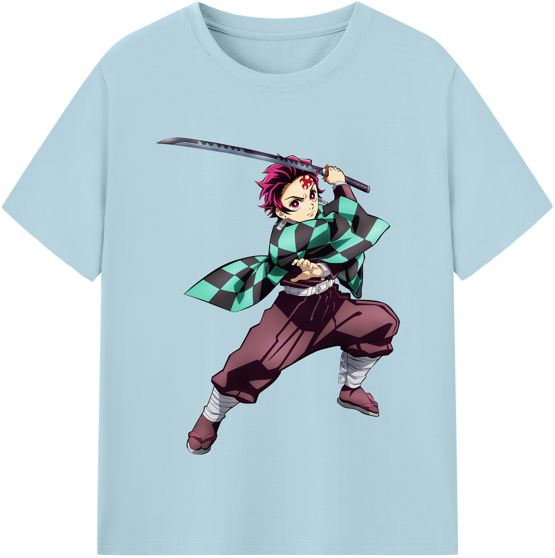 （画像用） 鬼滅の刃 竈門 炭治郎／かまど たんじろう Kamado Tanjirou 綿100％半袖Tシャツ（フロントプリント）